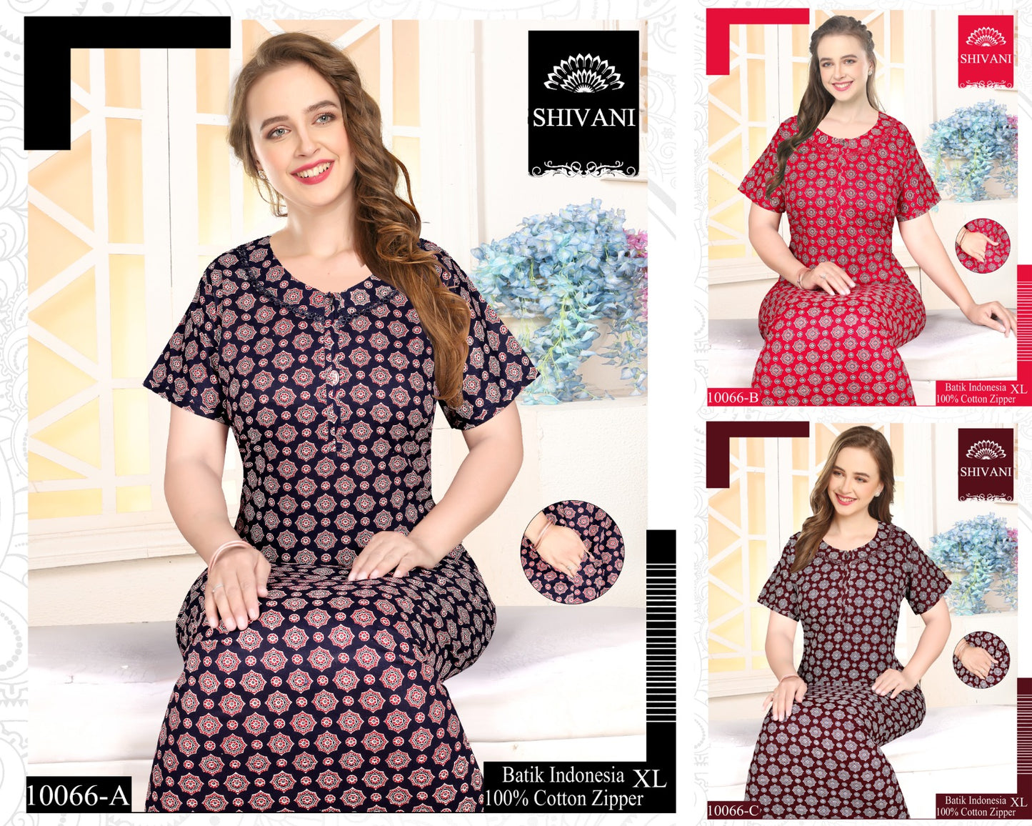 Batik Indonesia Shivani Cotton Night Gowns Supplier Ahmedabad