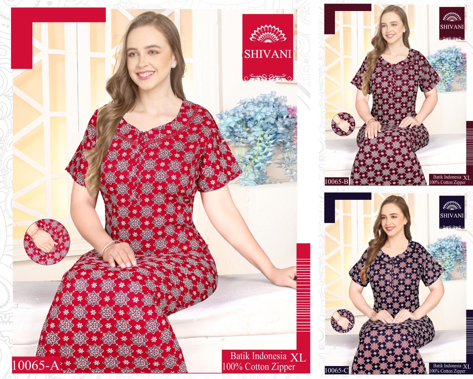 Batik Indonesia Shivani Cotton Night Gowns Supplier Ahmedabad