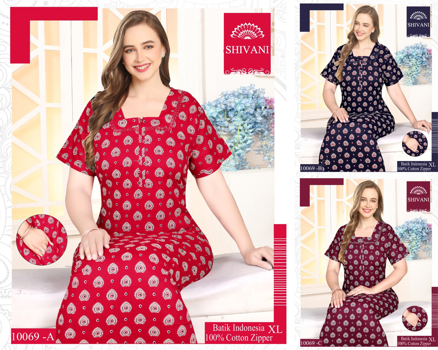 Batik Indonesia Shivani Cotton Night Gowns Supplier Ahmedabad