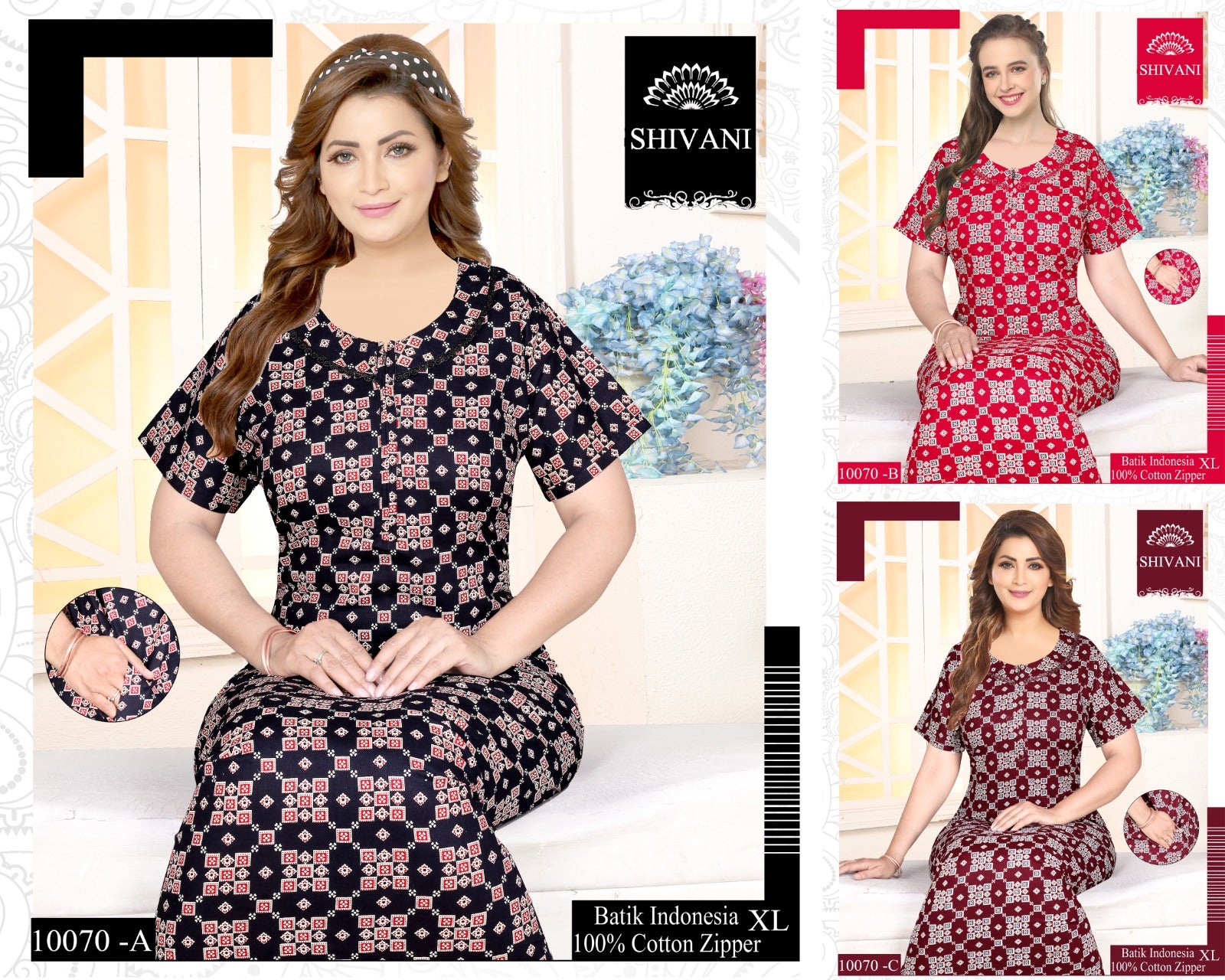 Batik Indonesia Shivani Cotton Night Gowns Supplier Ahmedabad