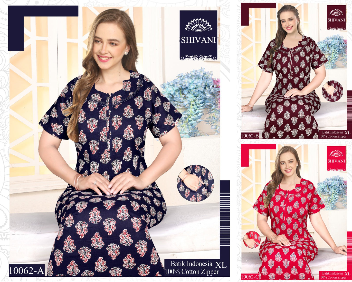 Batik Indonesia Shivani Cotton Night Gowns Supplier Ahmedabad