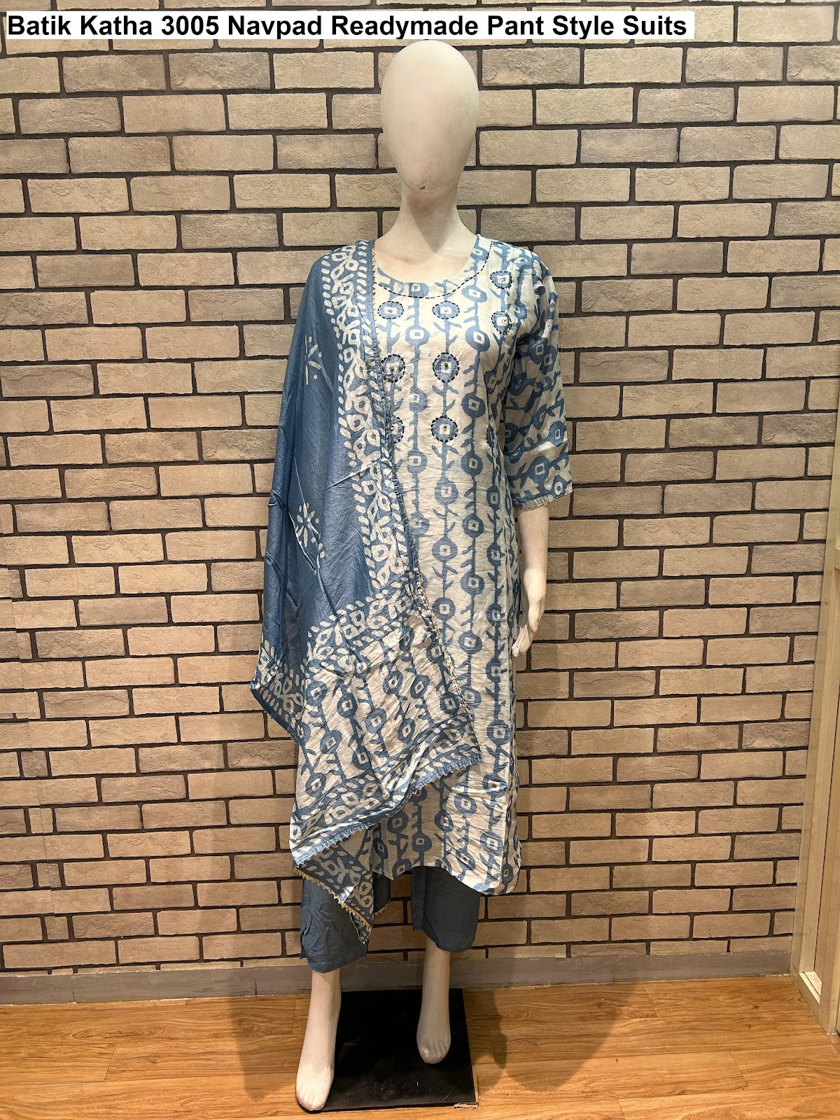 Batik Katha 3005 Navpad Chanderi Silk Readymade Pant Style Suits Supplier India