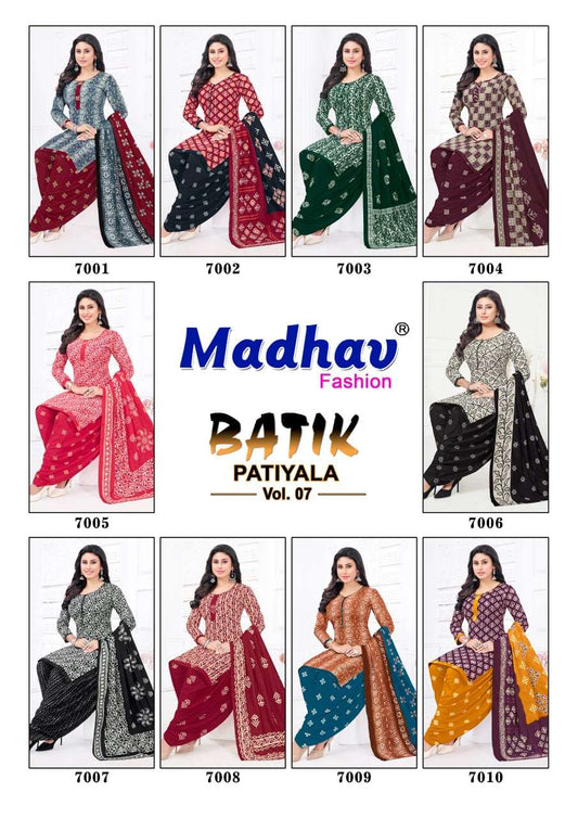 Batik Patiyala Vol 7 Madhav Fashion Cotton Dress Material Supplier Gujarat