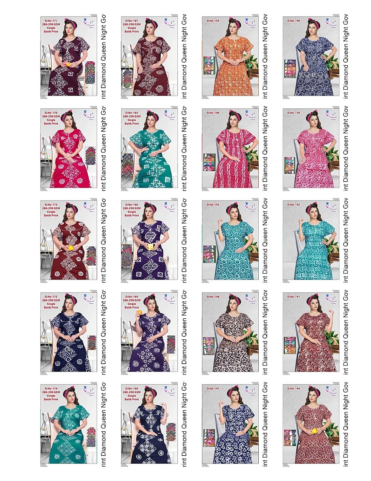 Batik Print Diamond Queen Cotton Night Gowns Exporter Ahmedabad