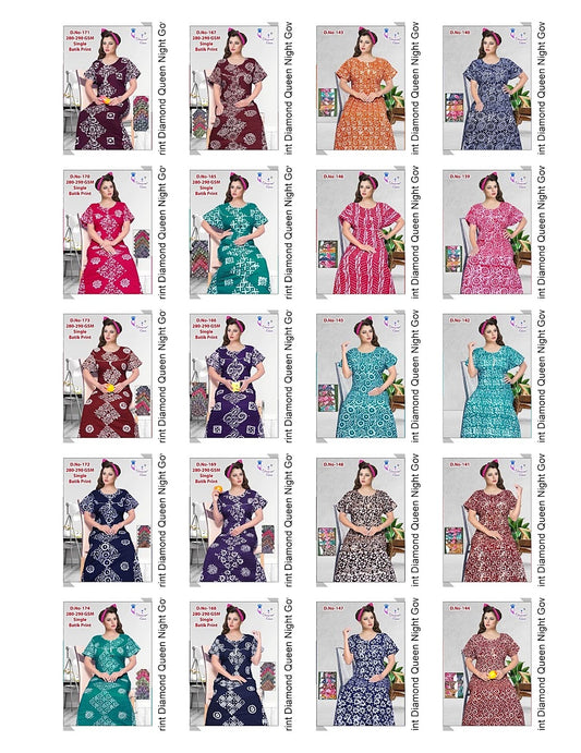 Batik Print Diamond Queen Cotton Night Gowns Exporter Ahmedabad