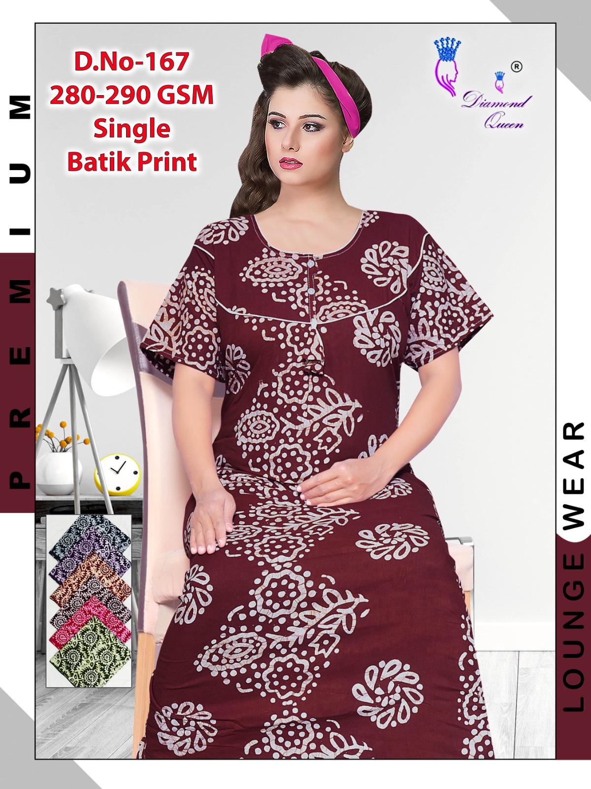 Batik Print Diamond Queen Cotton Night Gowns Exporter Ahmedabad