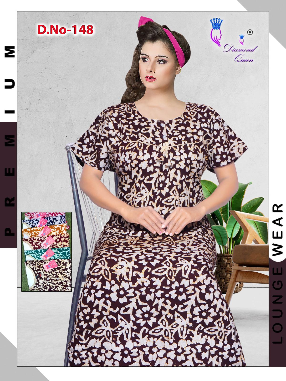 Batik Print Diamond Queen Cotton Night Gowns Exporter Ahmedabad