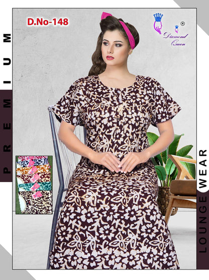 Batik Print Diamond Queen Cotton Night Gowns Exporter Ahmedabad