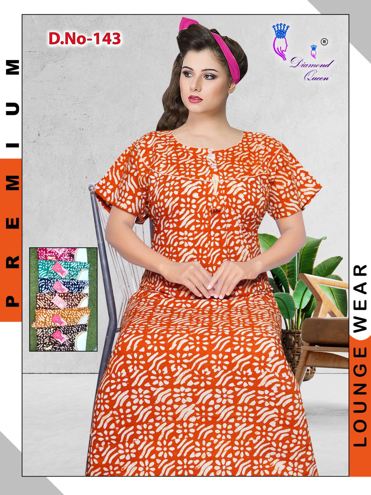 Batik Print Diamond Queen Cotton Night Gowns Exporter Ahmedabad