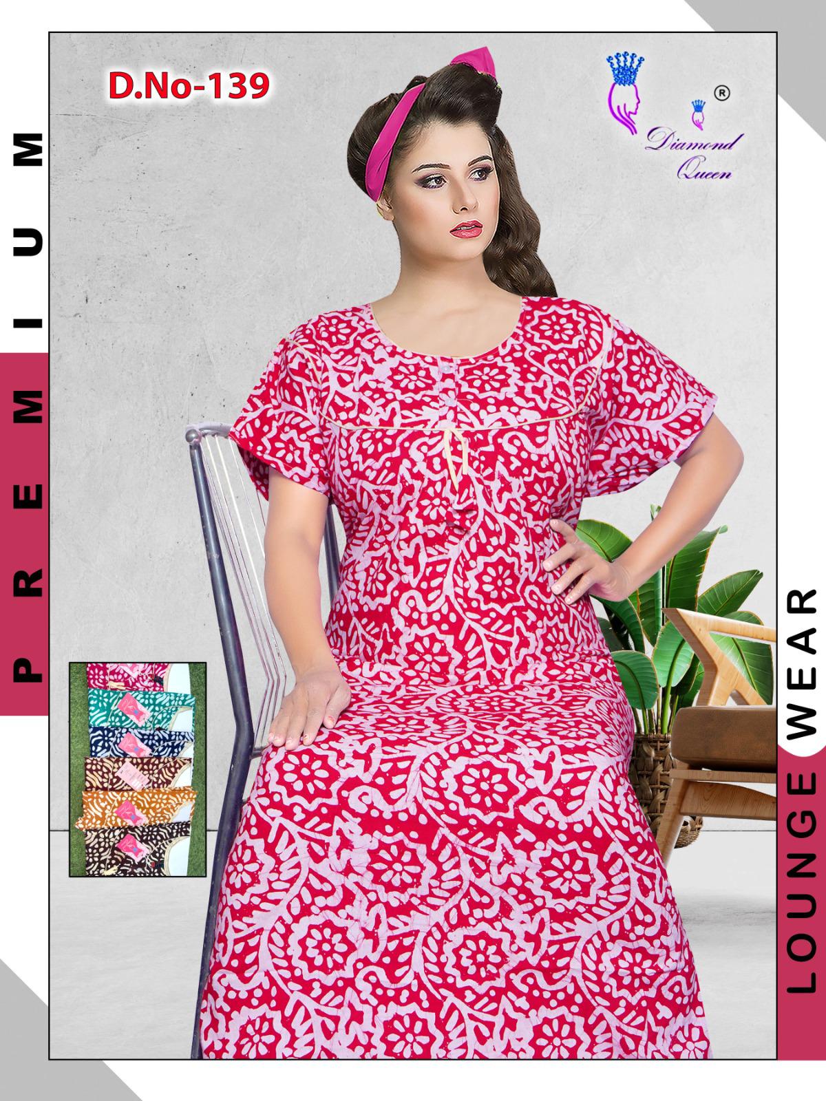 Batik Print Diamond Queen Cotton Night Gowns Exporter Ahmedabad