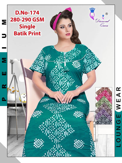 Batik Print Diamond Queen Cotton Night Gowns Exporter Ahmedabad