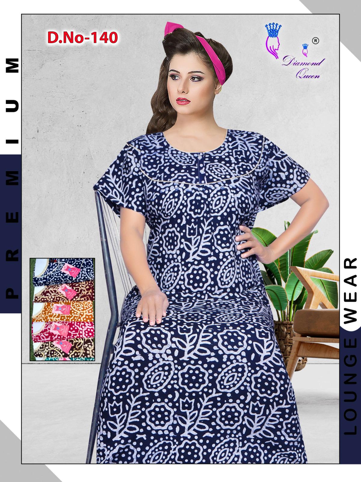 Batik Print Diamond Queen Cotton Night Gowns Exporter Ahmedabad
