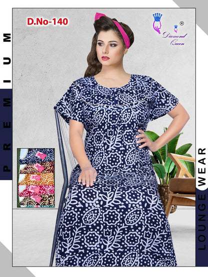 Batik Print Diamond Queen Cotton Night Gowns Exporter Ahmedabad