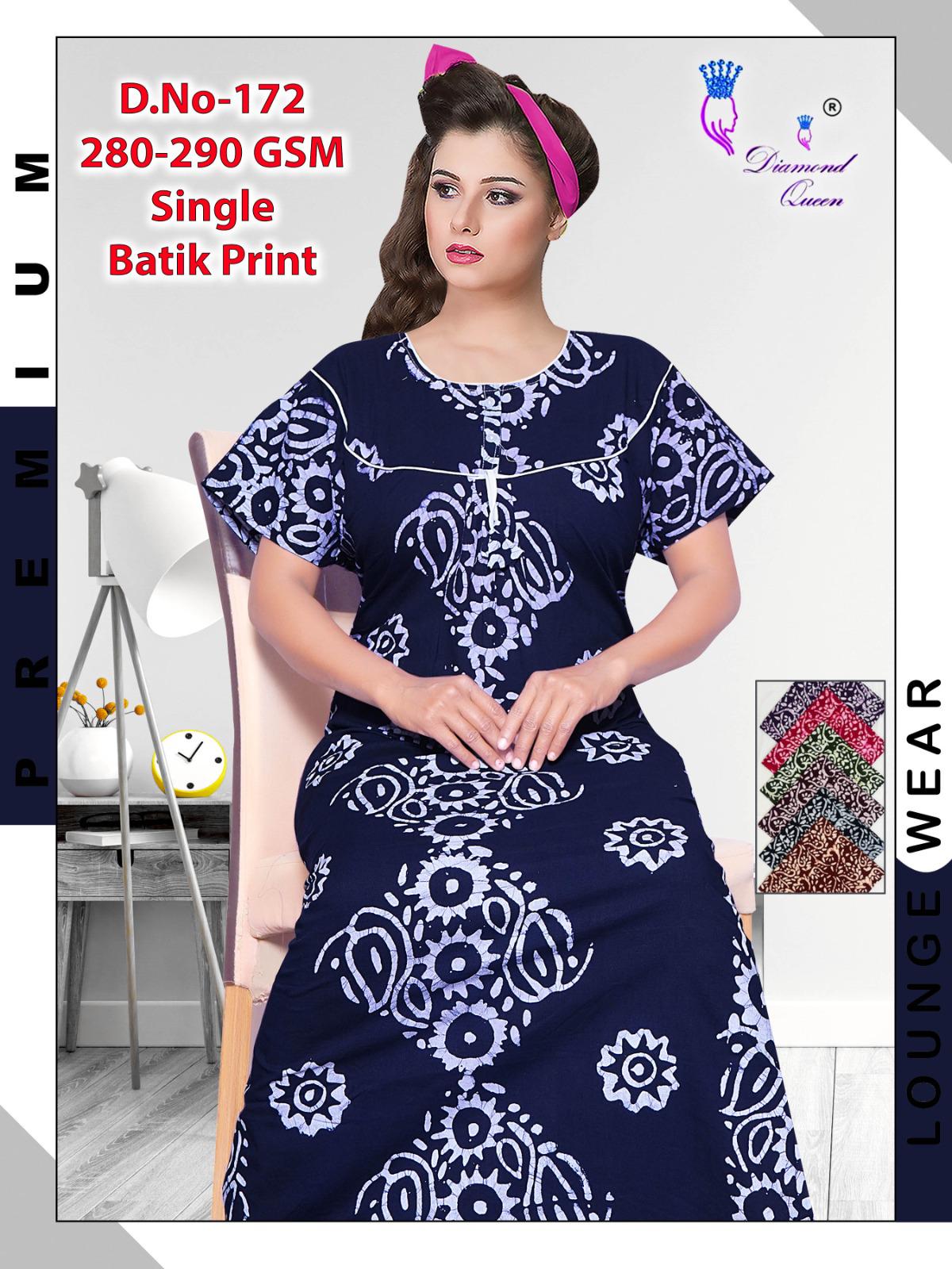 Batik Print Diamond Queen Cotton Night Gowns Exporter Ahmedabad