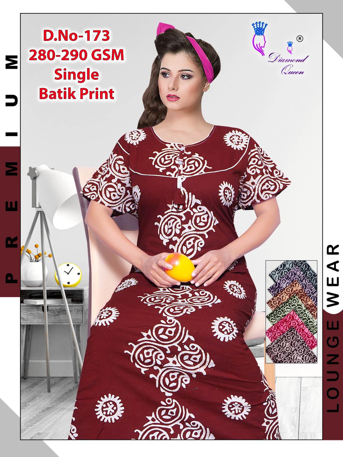 Batik Print Diamond Queen Cotton Night Gowns Exporter Ahmedabad