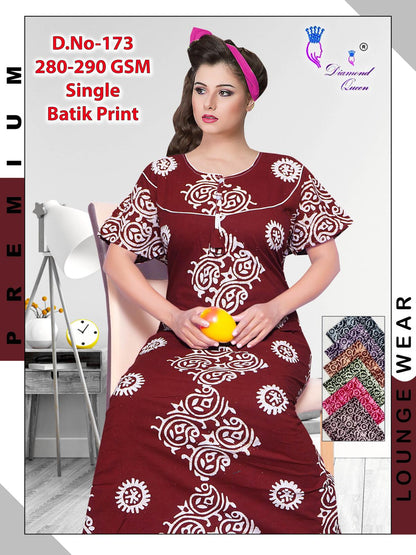 Batik Print Diamond Queen Cotton Night Gowns Exporter Ahmedabad