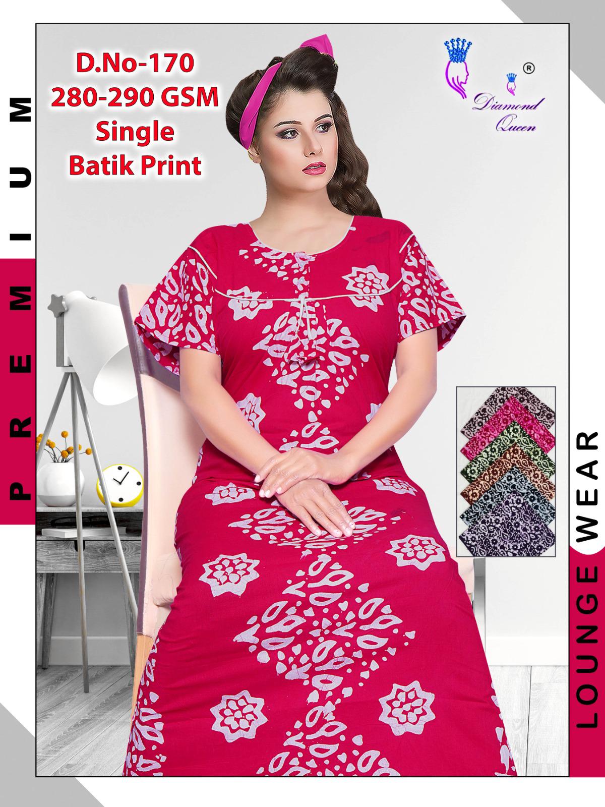 Batik Print Diamond Queen Cotton Night Gowns Exporter Ahmedabad