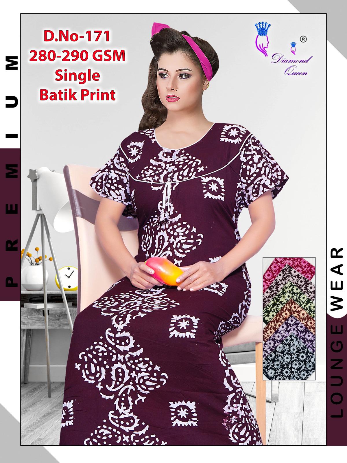 Batik Print Diamond Queen Cotton Night Gowns Exporter Ahmedabad