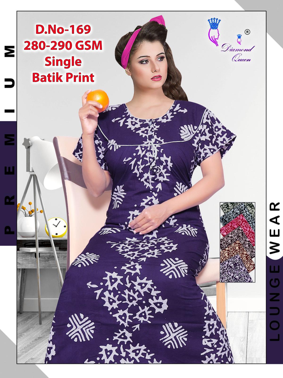 Batik Print Diamond Queen Cotton Night Gowns Exporter Ahmedabad