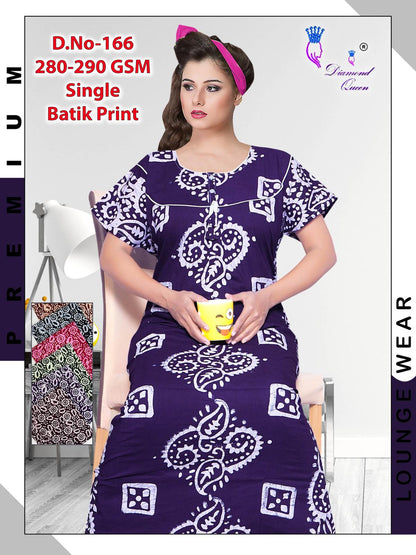 Batik Print Diamond Queen Cotton Night Gowns Exporter Ahmedabad