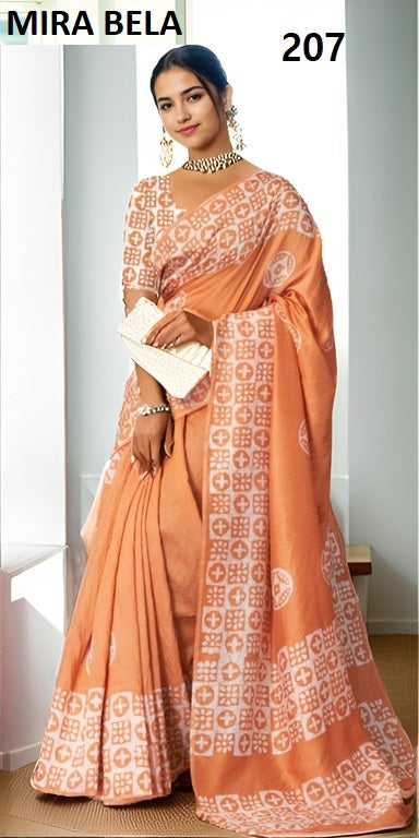 Batik Print Mb206 To Mb215 Mira Bela Cotton Sarees Wholesaler India