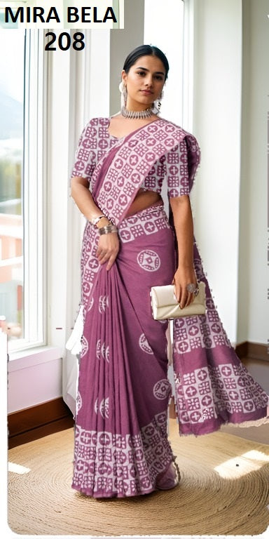 Batik Print Mb206 To Mb215 Mira Bela Cotton Sarees Wholesaler India