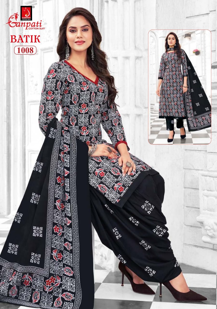 Batik Vol 10 Ganpati Cotton Patiyala Style Suits Manufacturer Ahmedabad