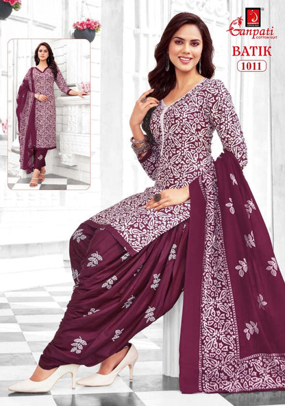 Batik Vol 10 Ganpati Cotton Patiyala Style Suits Manufacturer Ahmedabad