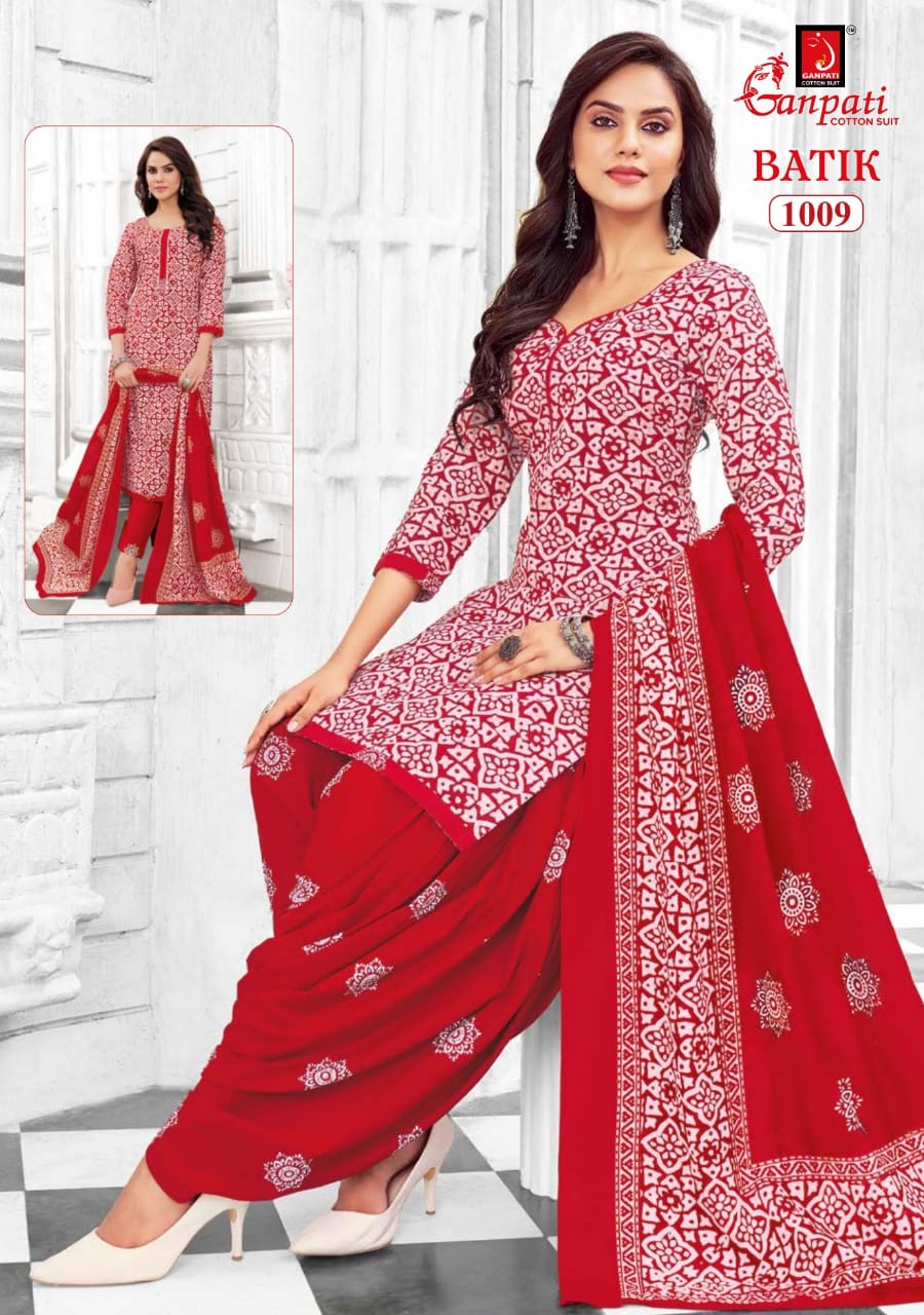 Batik Vol 10 Ganpati Cotton Patiyala Style Suits Manufacturer Ahmedabad
