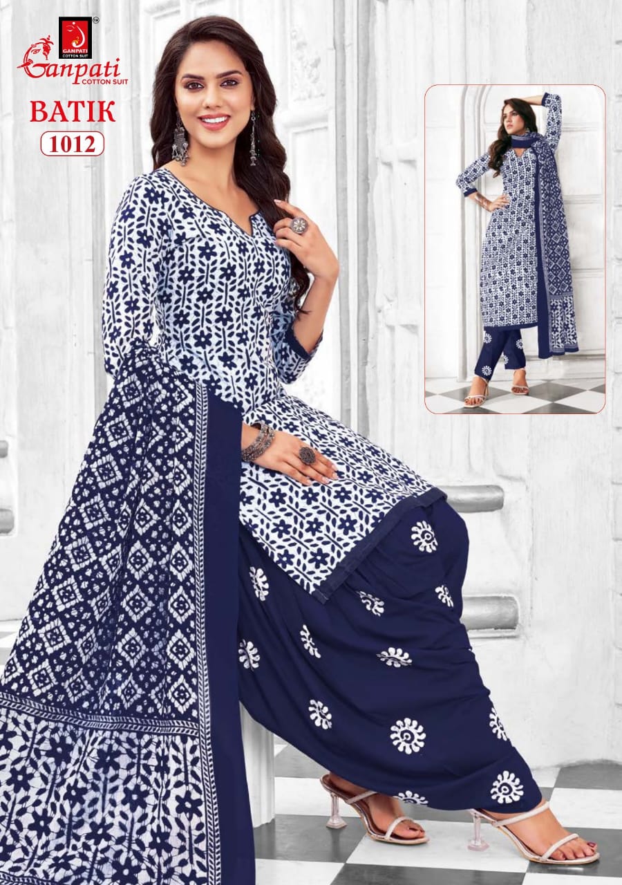 Batik Vol 10 Ganpati Cotton Patiyala Style Suits Manufacturer Ahmedabad
