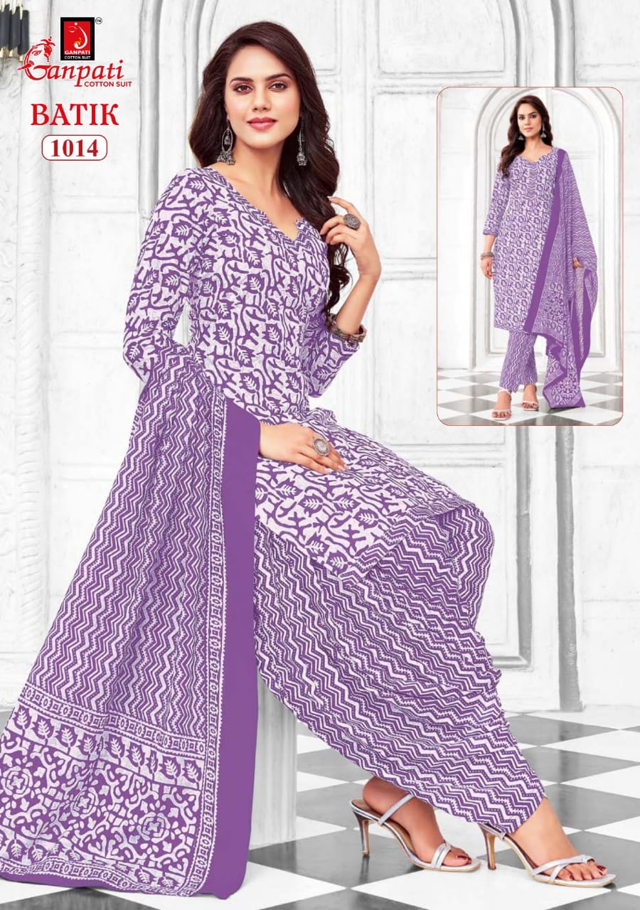 Batik Vol 10 Ganpati Cotton Patiyala Style Suits Manufacturer Ahmedabad