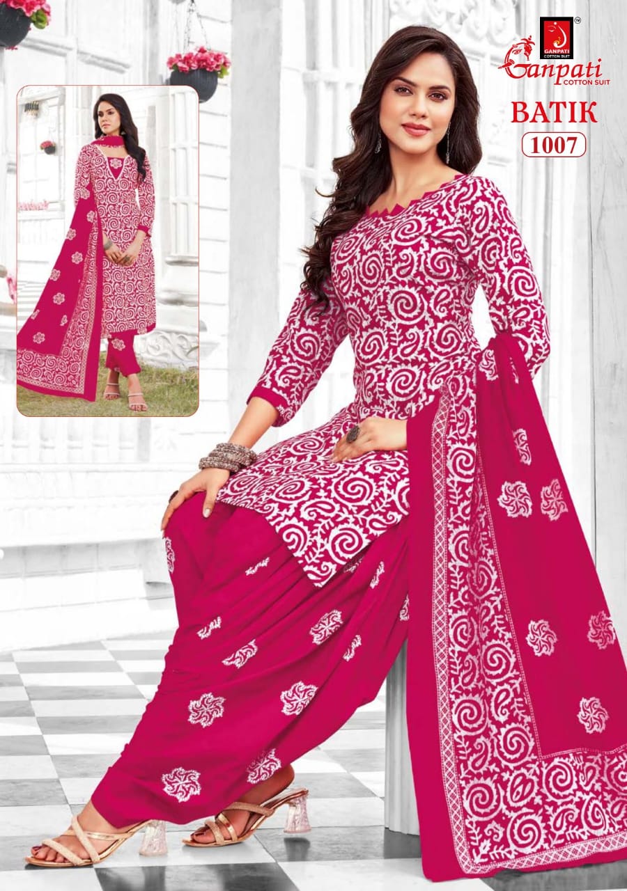 Batik Vol 10 Ganpati Cotton Patiyala Style Suits Manufacturer Ahmedabad