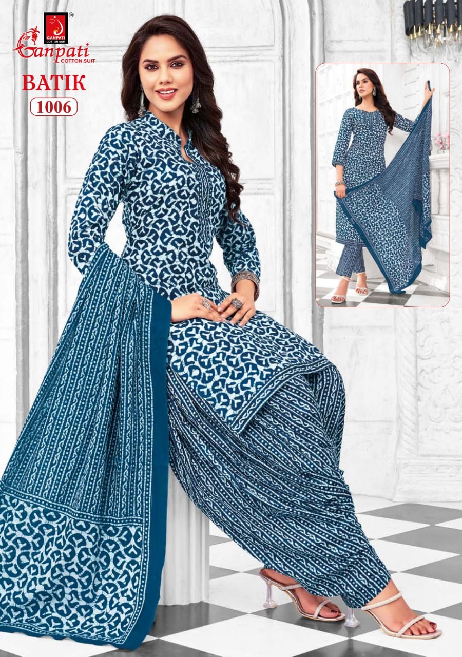 Batik Vol 10 Ganpati Cotton Patiyala Style Suits Manufacturer Ahmedabad