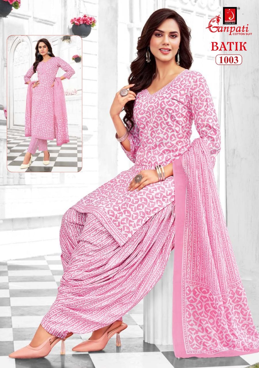 Batik Vol 10 Ganpati Cotton Patiyala Style Suits Manufacturer Ahmedabad