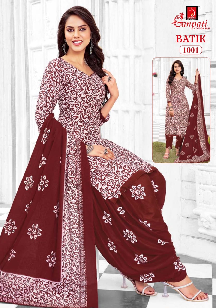 Batik Vol 10 Ganpati Cotton Patiyala Style Suits Manufacturer Ahmedabad