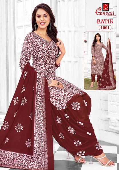 Batik Vol 10 Ganpati Cotton Patiyala Style Suits Manufacturer Ahmedabad