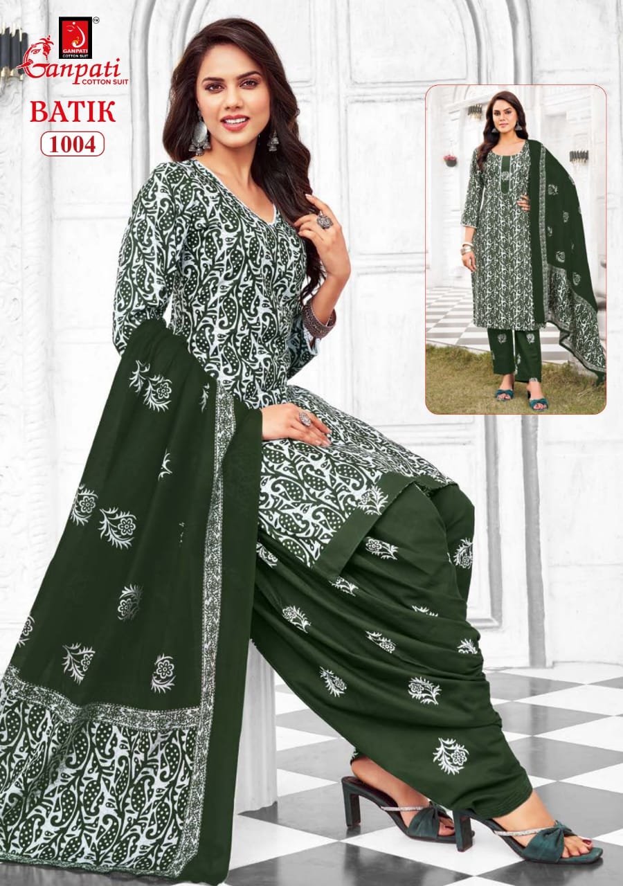 Batik Vol 10 Ganpati Cotton Patiyala Style Suits Manufacturer Ahmedabad