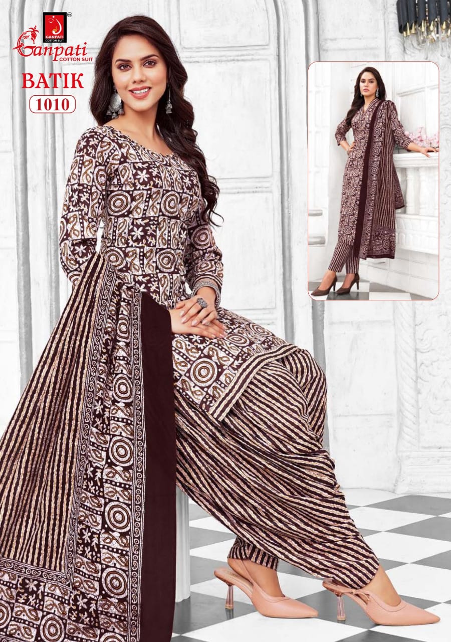 Batik Vol 10 Ganpati Cotton Patiyala Style Suits Manufacturer Ahmedabad