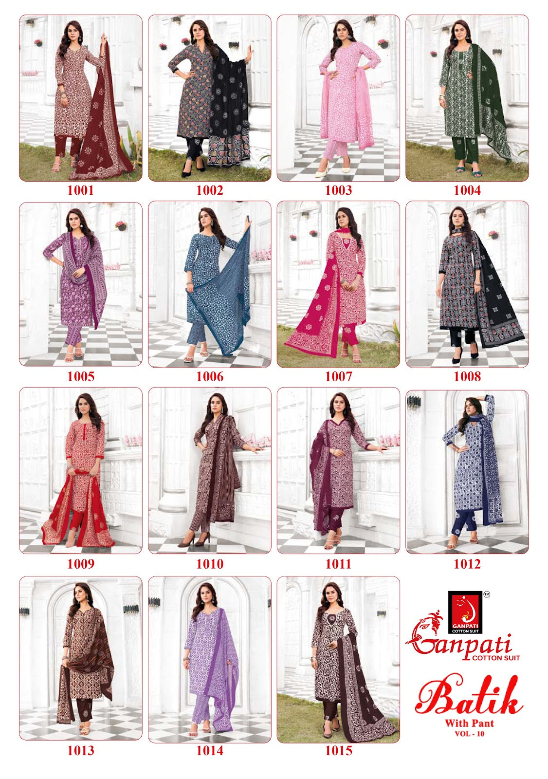 Batik Vol 10 With Pant Ganpati Cotton Salwar Suits Supplier India