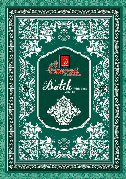 Batik Vol 10 With Pant Ganpati Cotton Salwar Suits Supplier India