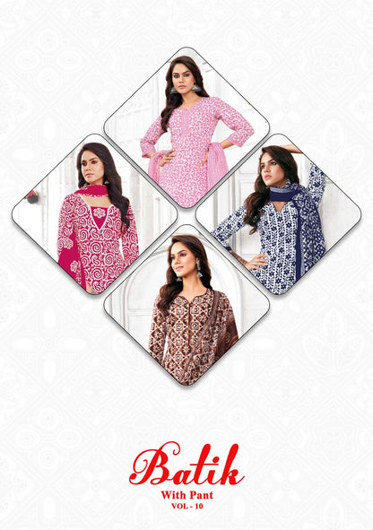 Batik Vol 10 With Pant Ganpati Cotton Salwar Suits Supplier India