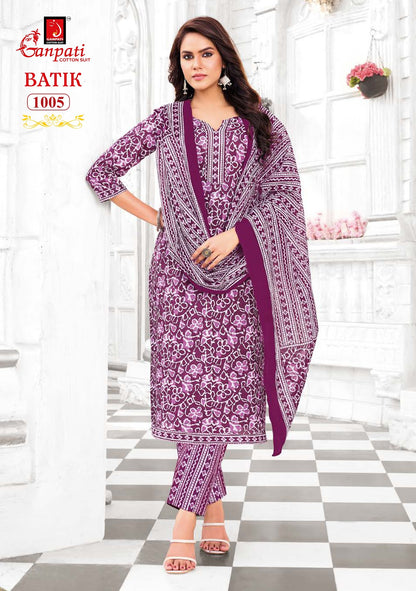 Batik Vol 10 With Pant Ganpati Cotton Salwar Suits Supplier India
