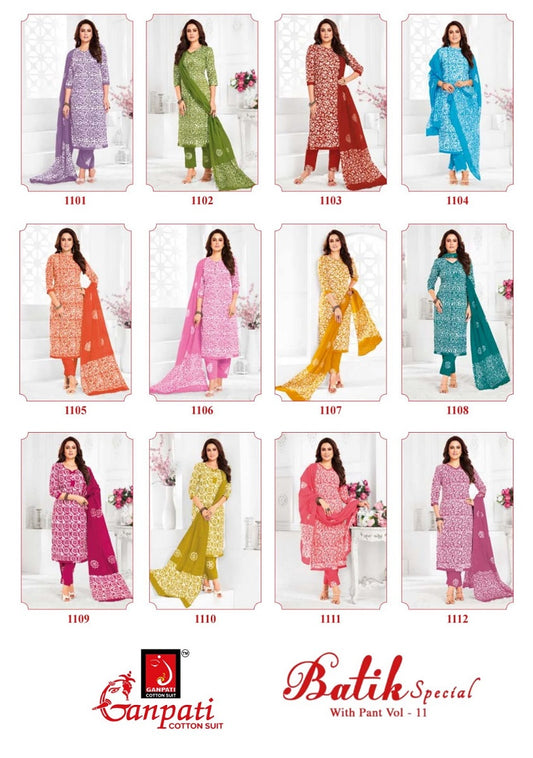 Batik Vol 11 Ganpati Cotton Pant Style Suits Exporter Gujarat