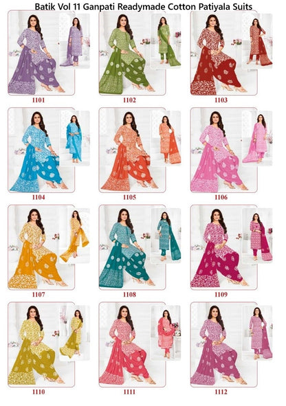 Batik Vol 11 Ganpati Readymade Cotton Patiyala Suits Wholesale