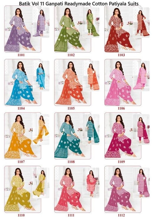Batik Vol 11 Ganpati Readymade Cotton Patiyala Suits Wholesale