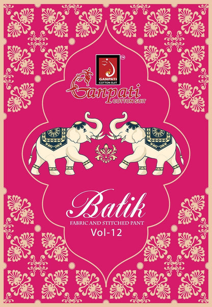 Batik Vol 12 Ganpati Cotton Readymade Pant Style Suits Wholesaler India