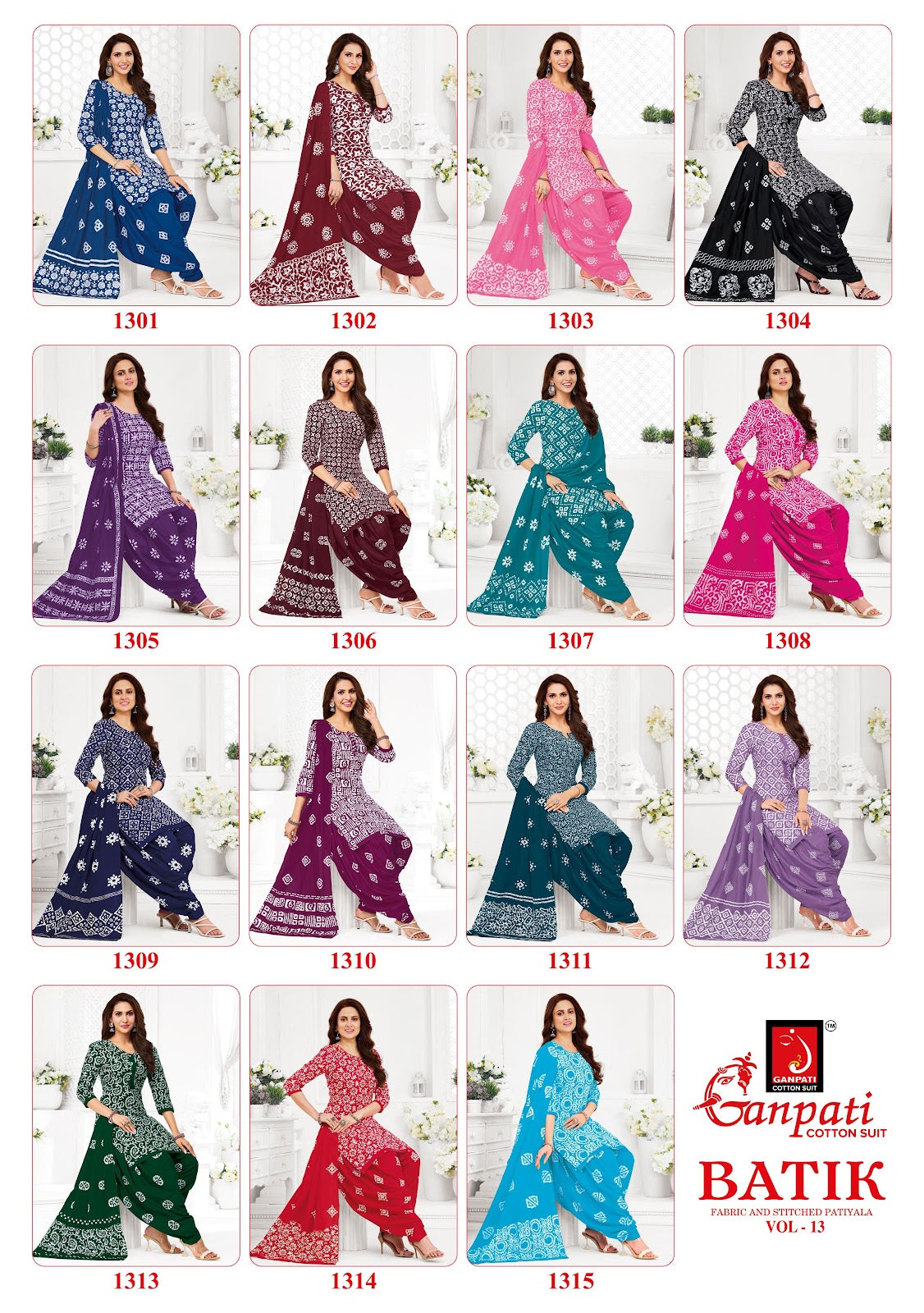 Batik Vol 13 Patiyala Ganpati Cotton Dress Material Wholesaler India
