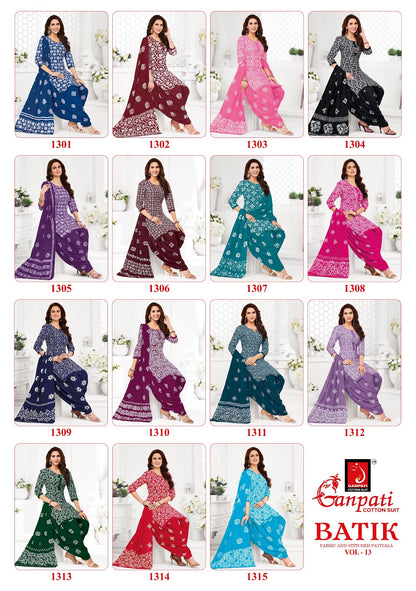 Batik Vol 13 Patiyala Ganpati Cotton Dress Material Wholesaler India