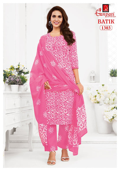 Batik Vol 13 With Pant Ganpati Cotton Dress Material Wholesaler India