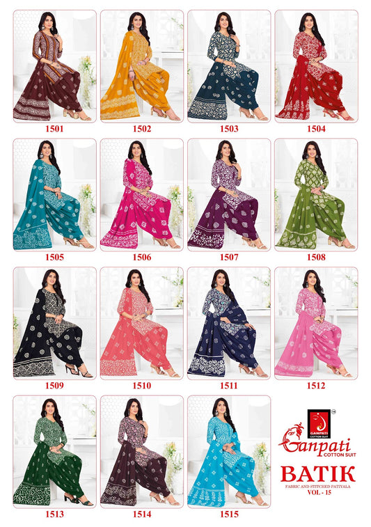 Batik Vol 15 Ganpati Cotton Dress Material Manufacturer Ahmedabad